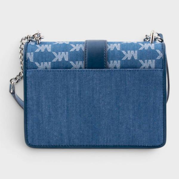 Michael Kors Greenwich Small Logo Jacquard Denim Crossbody Bag Navy