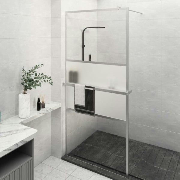 Berkfield Walk-in Shower Wall with Shelf Chrome 90x195 cm ESG Glass&Aluminium