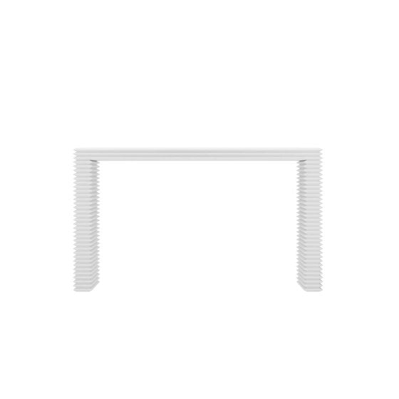 Wyld Haus Kinnegad White Wooden Console Table Etched Legs