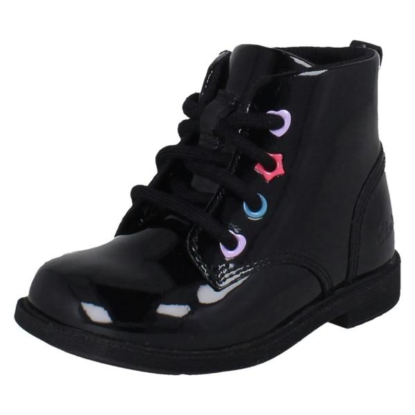 Clarks Girls Clarks Square Toe Patent Military Style Boots Oaklyn Charm