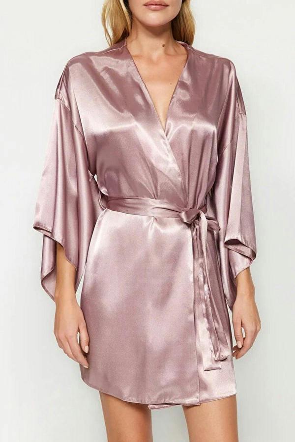 WOVCOR Satin Woven Dressing Gown with Belt