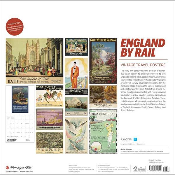 England By Rail Calendar 2027, Wall Calendars, Month To View, Travel, Gift