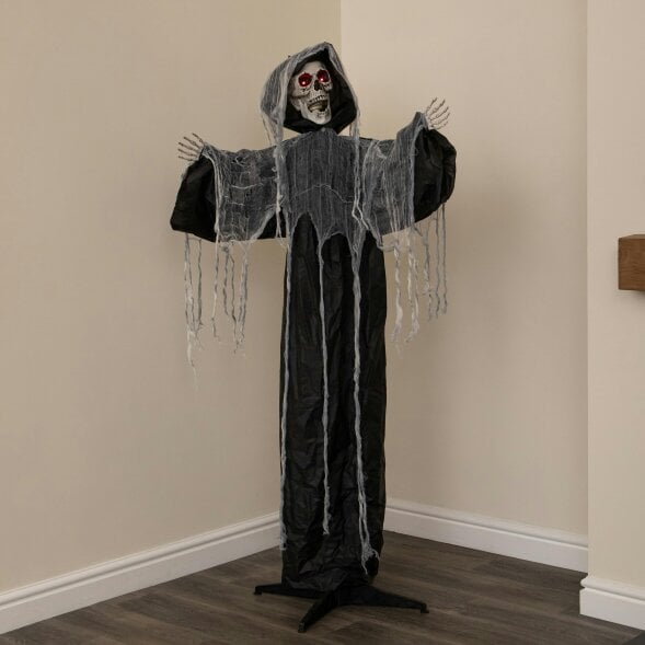 Samuel Alexander 1.7m Animated Cackling Reaper Halloween Decoration with Red LED Eyes