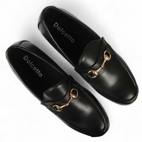 Dolcetto Men's Loafers with Gold Buckle Smart Slip-On Shoes