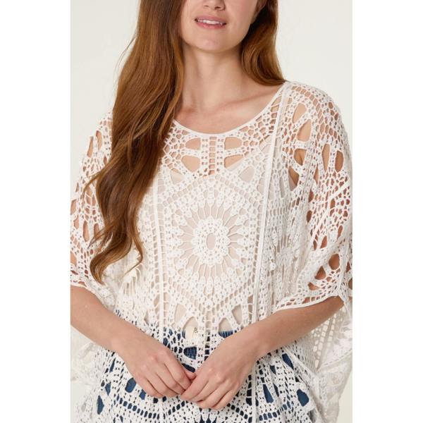 Blue Vanilla Crochet Detailed Kimono Top