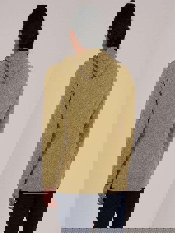 PennyPlain Zip Cowl Neck Rib Top - Pear