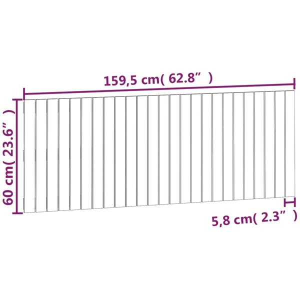 Berkfield Wall Headboard White 159.5x3x60 cm Solid Wood Pine