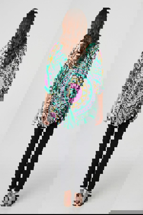 Green | Abstract Print 3/4 Sleeve Relaxed Shirt
