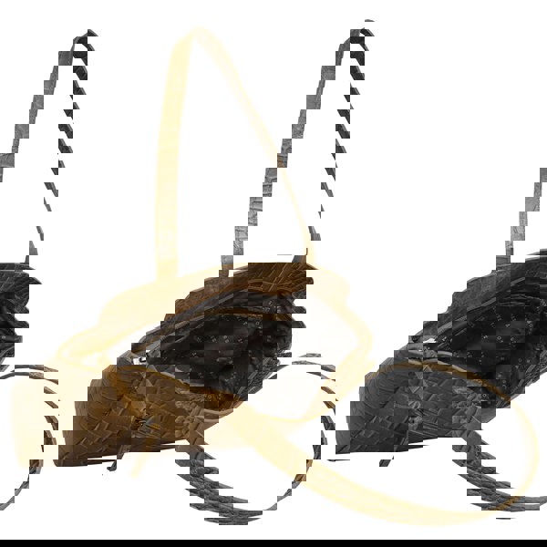 Assots London 'JUDITH' Mustard Croc Real Leather Shoulder Bag