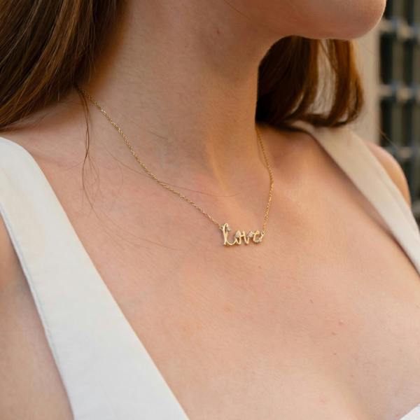 Spero London Sterling Silver Jewelled Love Necklace