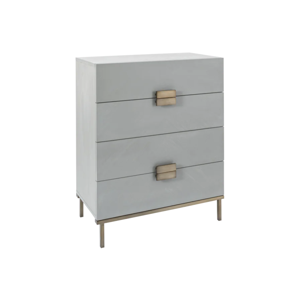  Lilly Grey Oak Wood & Bronze Chest of 4 Drawers by Twenty10 Designs