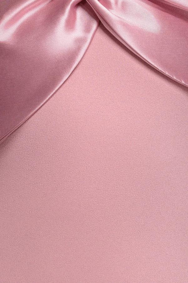 Twist Knot Satin & Scuba Bardot Maxi Dress - Blush Pink DR4575