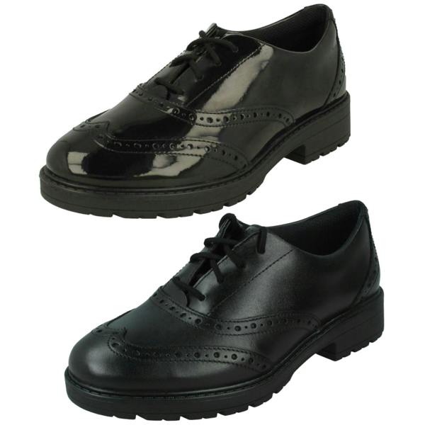 Clarks Girls Clarks Lace Up Brogue Detailed School Shoes Loxham Brogue Y