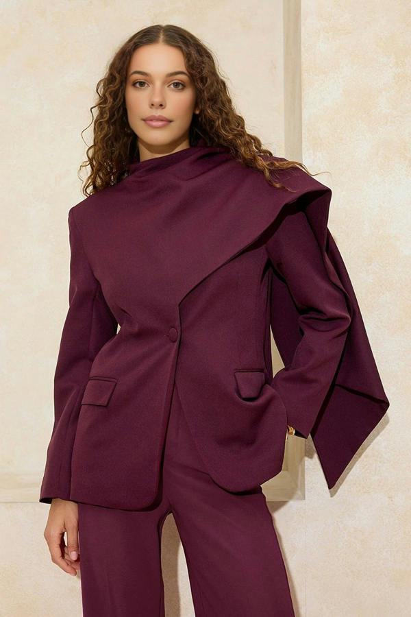 WOVCOR Shawl Collar Regular Fit Woven Lined Padded Blazer Jacket