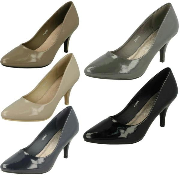 Spot On Ladies Spot On Patent Court Shoes