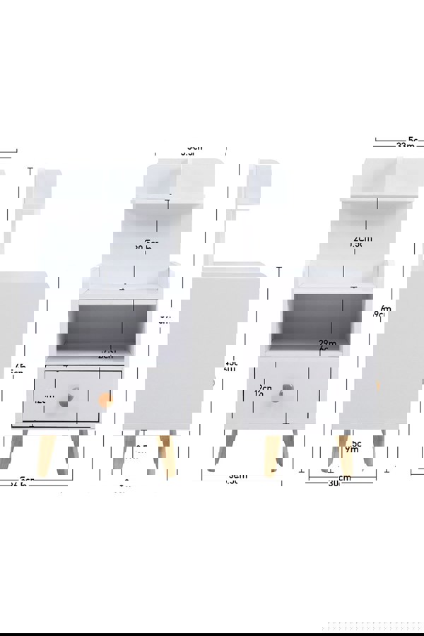 Living and Home One Drawer Wooden Bedside Table With Wooden Legs