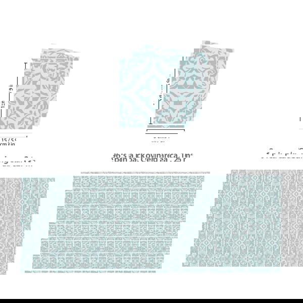 WALPLUS WT1541 - Santa Rosa Pistachio - Light Grey Stencil Tiles Wall Stickers - 15 cm x 15 cm - 24 pcs