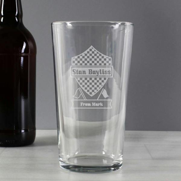 Personalised Formula One Pint Glass - alternative angle
