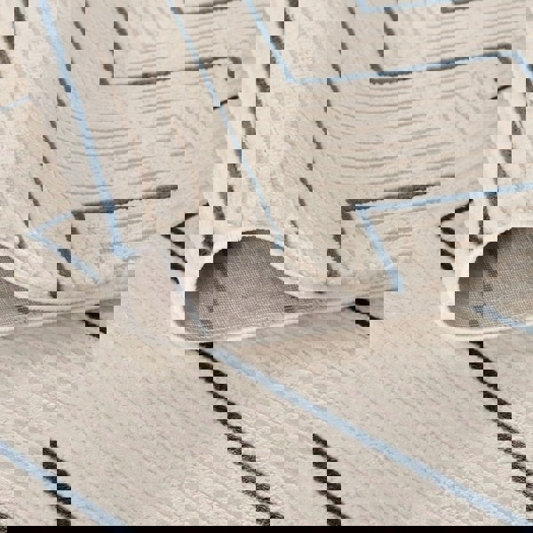 Geometric Living Room rug, blue-cream colours, stain-resistant and non-shedding