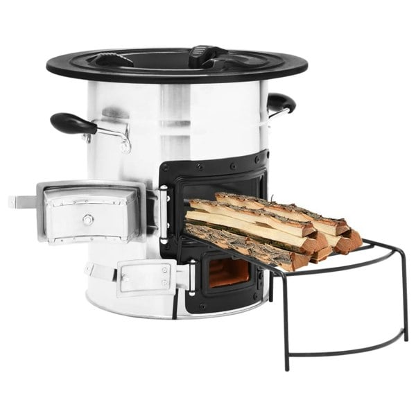 Berkfield Camping Wood Stove Silver 51.5x35x30.5 cm Stainless Steel