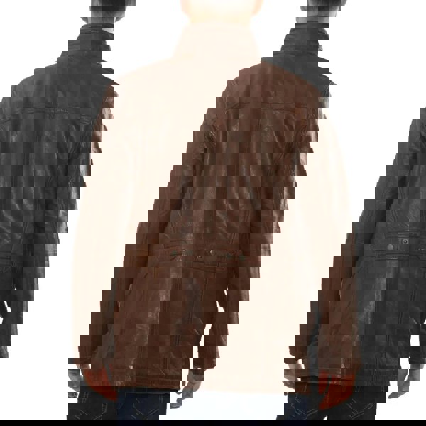 Leather Company Men's Lambskin Leather Stand Collar Field Jacket