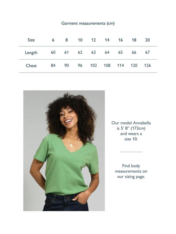 Kite Womens Organic Sandford V-Neck Slub Jersey T-Shirt Ivy