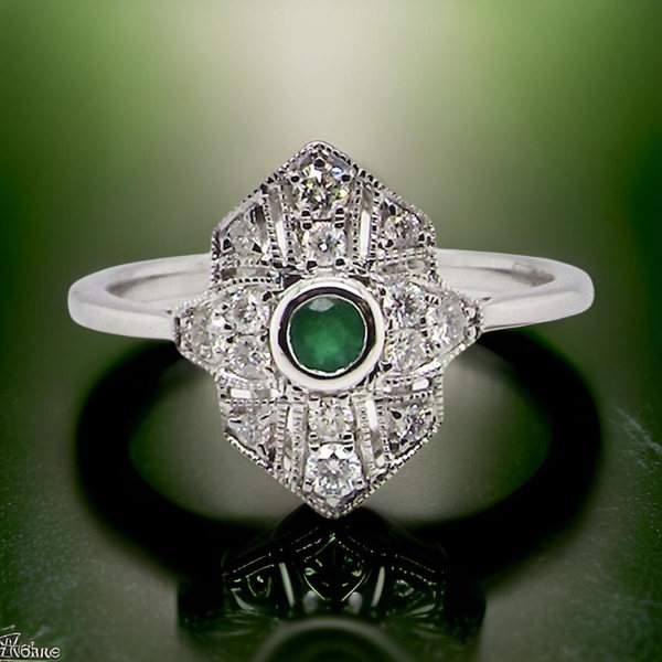 NEW Emerald and Diamond cluster ring