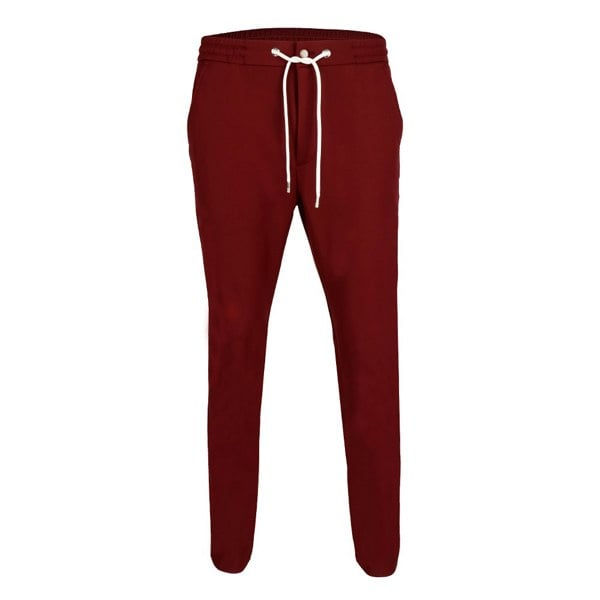 David WeJ Plain Drawstring Trouser - Burgundy