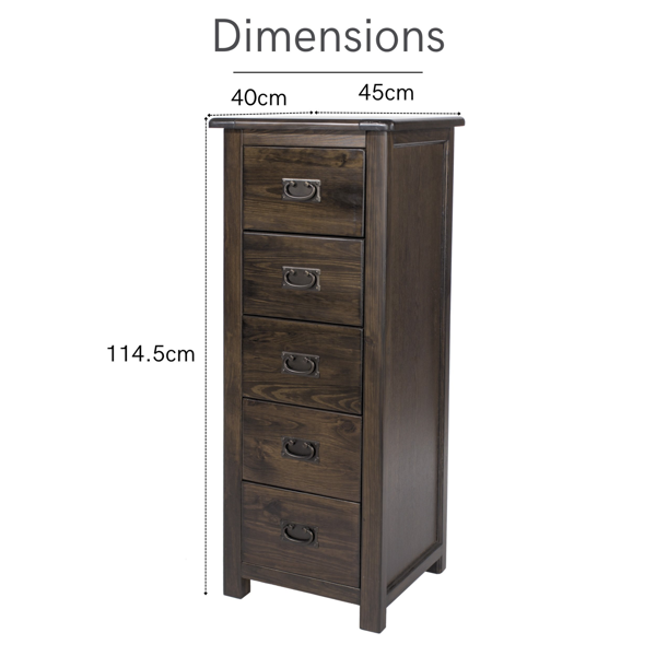 Core Products Boston 5-Drawer Narrow Chest of Drawers