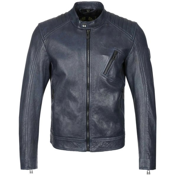 Belstaff Racer Insignia Blue Leather Jacket XXL