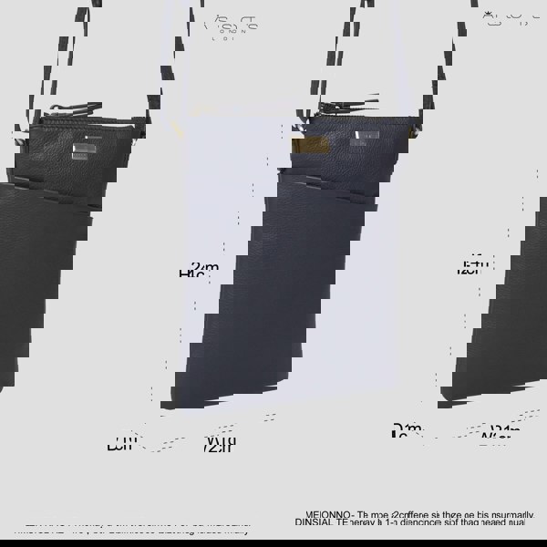 Assots London 'LINBY' BLUE NAVY Pebble Grain Leather Crossbody Bag