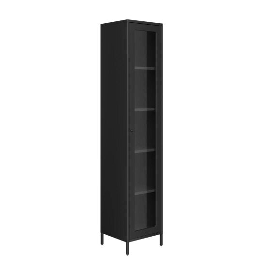 Wyld Haus Frank Black Steel Cabinet Glass Door 4 Shelves
