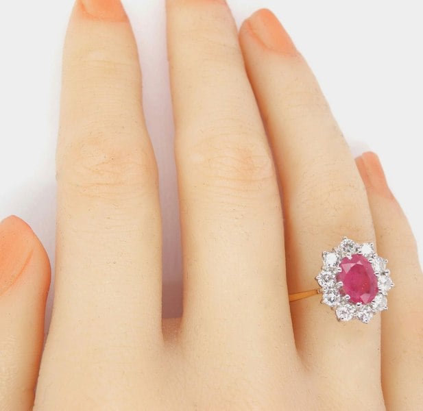 Vintage Tom A fine ruby and diamond cluster ring