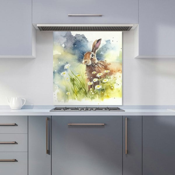 Warren Reed - Designer Hare And Daisies Watercolour Kitchen Splashback