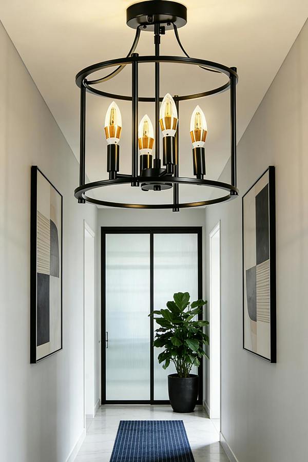 Black Cage Metal Ceiling Light