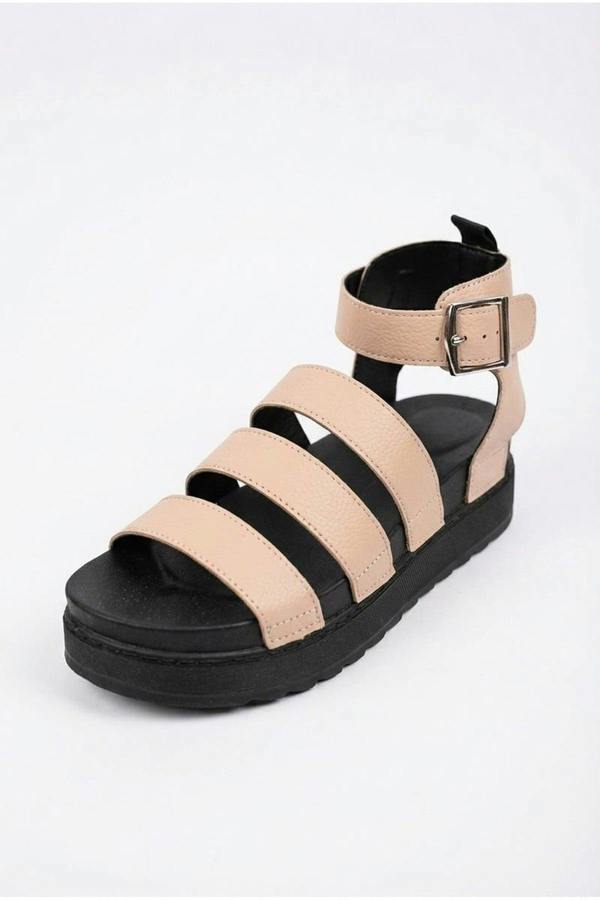 Nina Womens Multi Strap Platform Sandals - NUDE