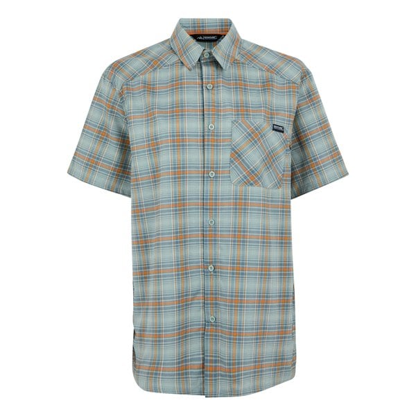 Regatta Mens Begarno Checked Short-Sleeved Shirt - Glacier/Stormy Weather/Fox