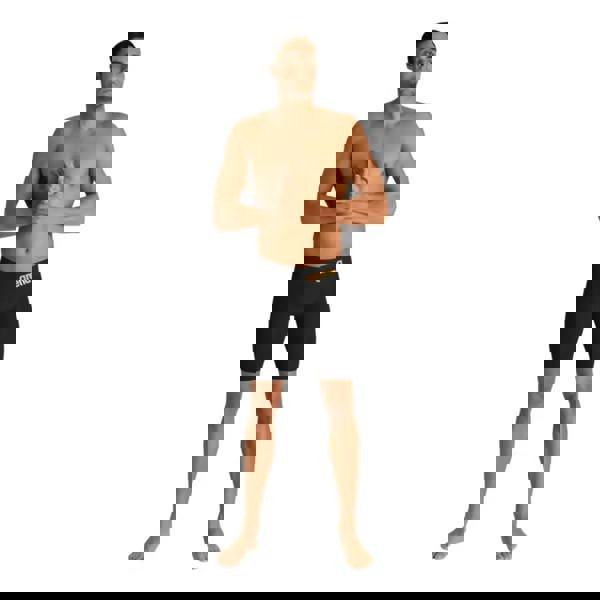 Black Powerskin Carbon Glide jammer shorts with gold logo