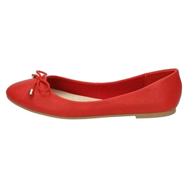 Leather Collection Ladies Leather Collection Bow Trim Vamp Ballerinas