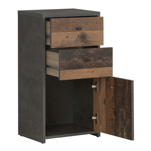 Wyld Haus Willowmere Vintaeg Wood Chest Storage Cabinet 2 Drawers 1 Door