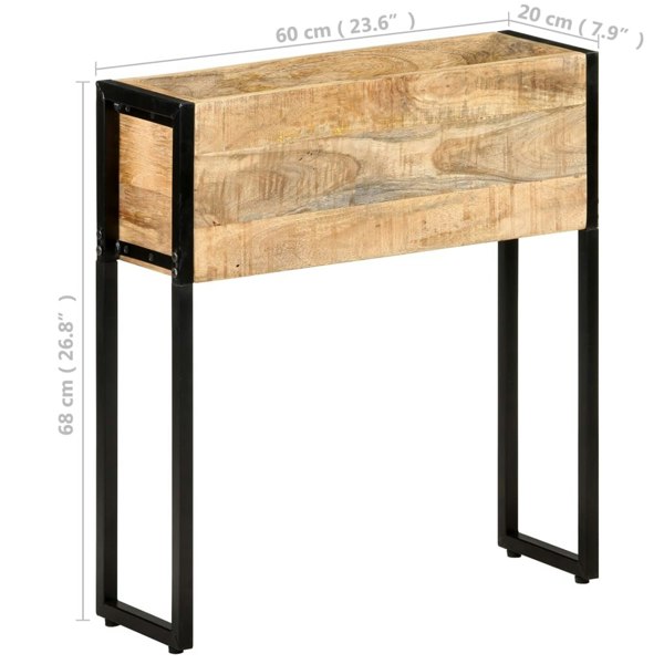 Berkfield Planter 60x20x68 cm Rough Mango Wood