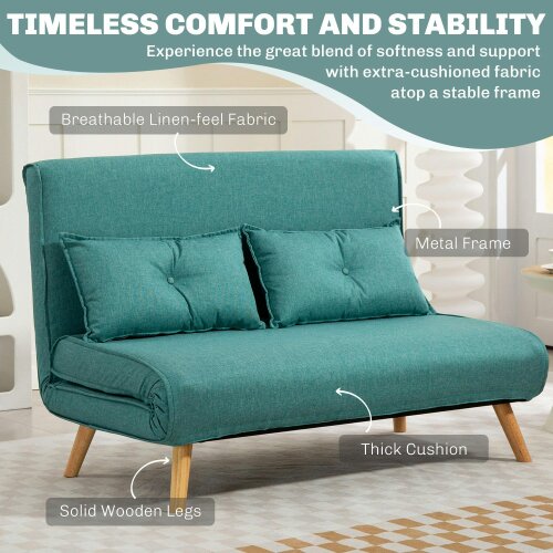 Wyld Haus Baroma Tadi Linen Look Green 2 Seater Sofa Bed