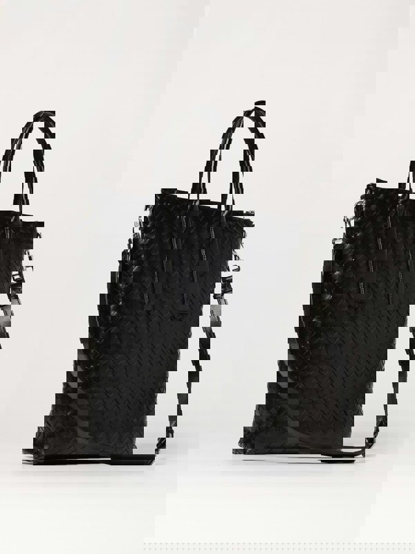 Shoulder Bag with Intrecciato Detail and Adjustable Strap