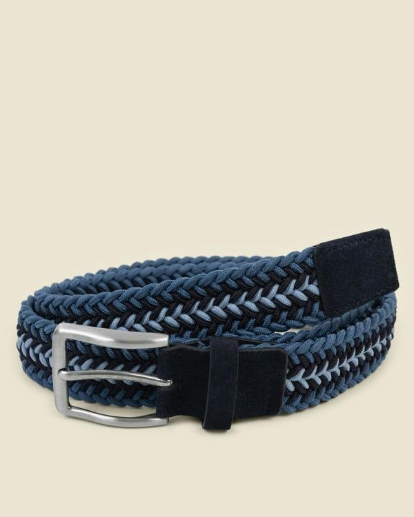 Larsson & Co Lunde - Multi-Coloured Wide Striped Braided Elastic Stretch Belt