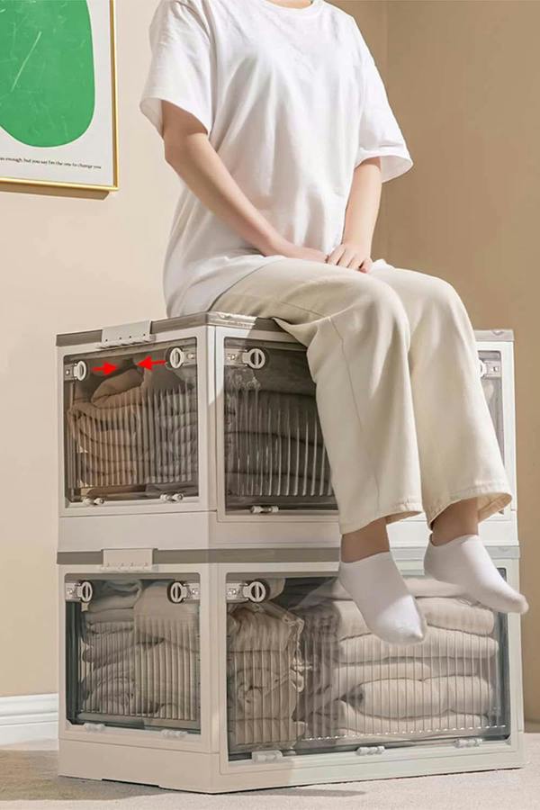 Transparent Plastic Closet Wardrobe Organizer Toys Snacks Clothes Folding Storage Boxes