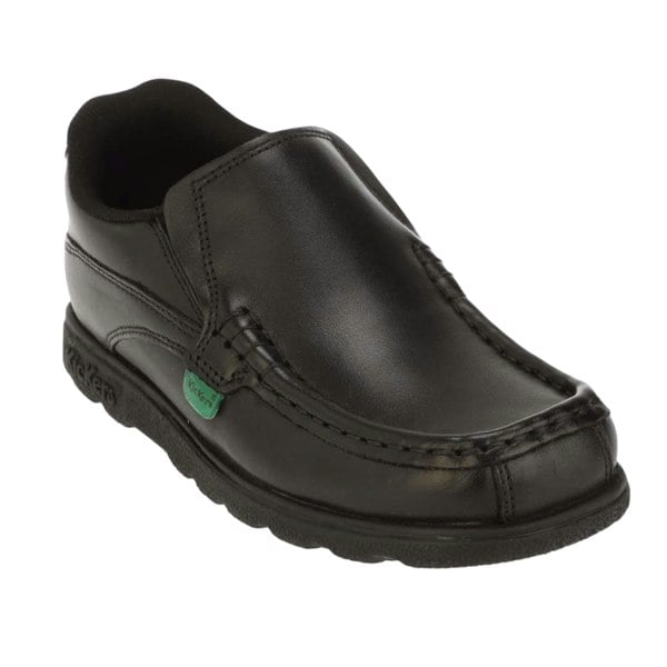 Kickers Boys Fragma Leather Slip-on School Shoes - Black