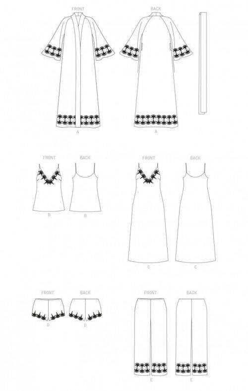 Vogue Sewing Pattern 1834, Robes, Pyjamas for Women, B5 (8-10-12-14-16) - Intermediate
