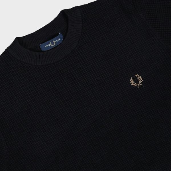 Fred Perry Waffle Stitch Sweater Black