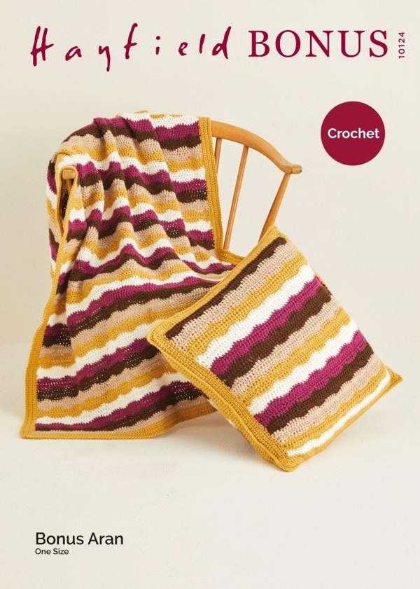 Hayfield Bonus Aran Crochet Pattern 10124, Blankets, Cushions One Size