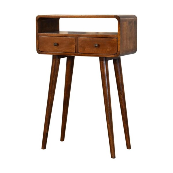 Wyld Haus Venzone Mini Chestnut Console Table 2 Drawers and Open Shelf